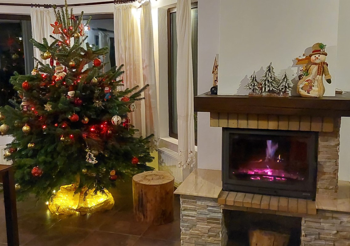 Spațiu de luat masa în livingul vilei La Crăiță