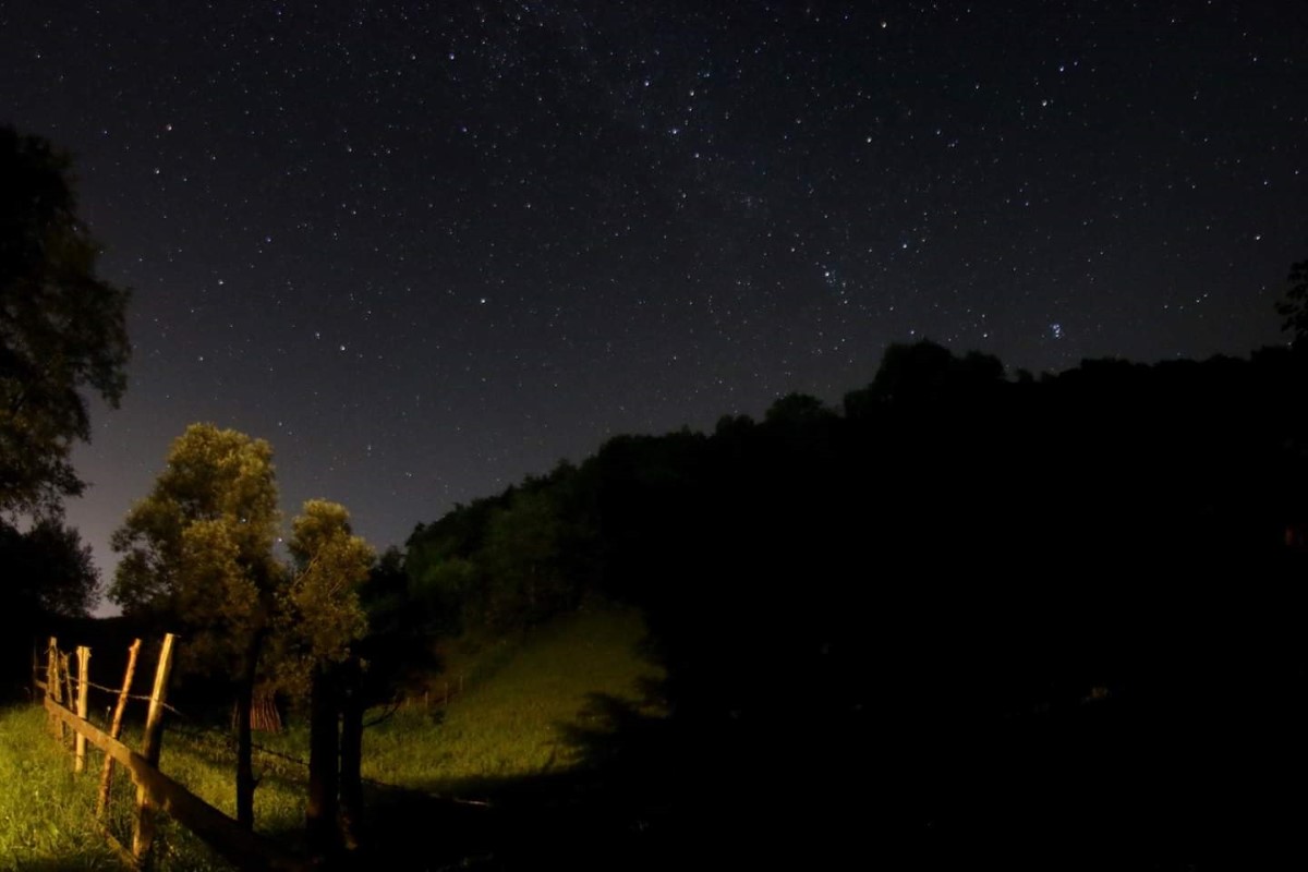 Vedere spre grădina și terasa pensiunii La Crăiță  