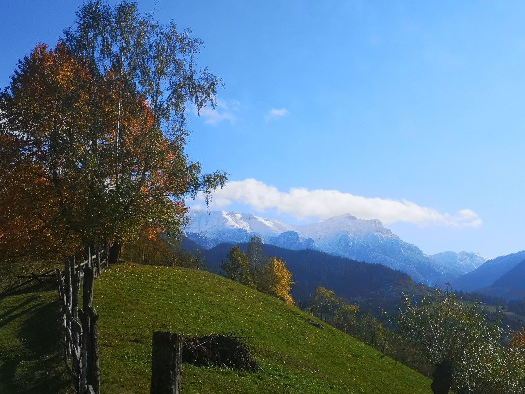 Sunset in La Crăiță garden - guesthouse in Bran with warm atmosphere